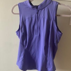Lululemon front zip mock neck tennis tank top size six in purple good condition